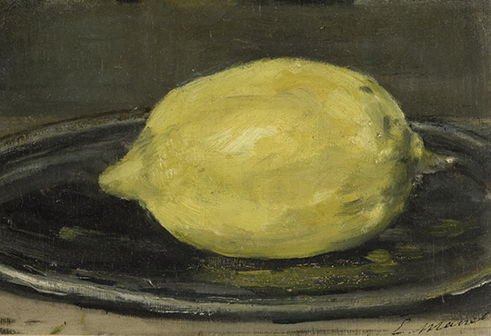 Édouard Manet, Le Citron, 1880, huile sur toile, 14 x 22 cm. Paris, musée d'Orsay. Legs comte Isaac de Camondo, 1911. © Musée d’Orsay, Dist. RMN-Grand Palais / Patrice Schmidt
